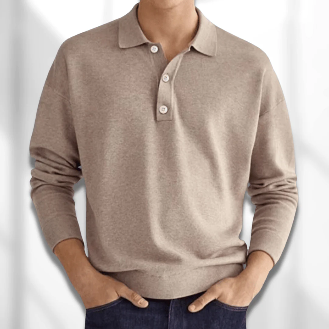 Polo-Sweatshirt – Halbe Knopfleiste – Langärmlig – Pullover – Herrenbekleidung